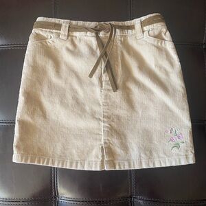 Vintage Old Navy Little Girl Corduroy Skirt with Embroidered Floral Detail
